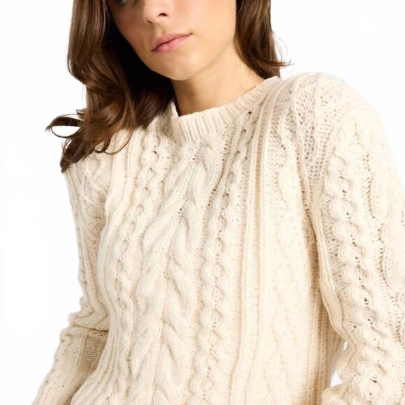 NEW MILLE rory cotton cable knit crew sweater in ivory